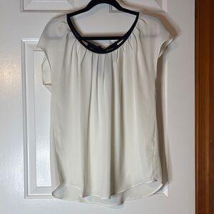 LC Lauren Conrad Cream Blouse with Black Trim